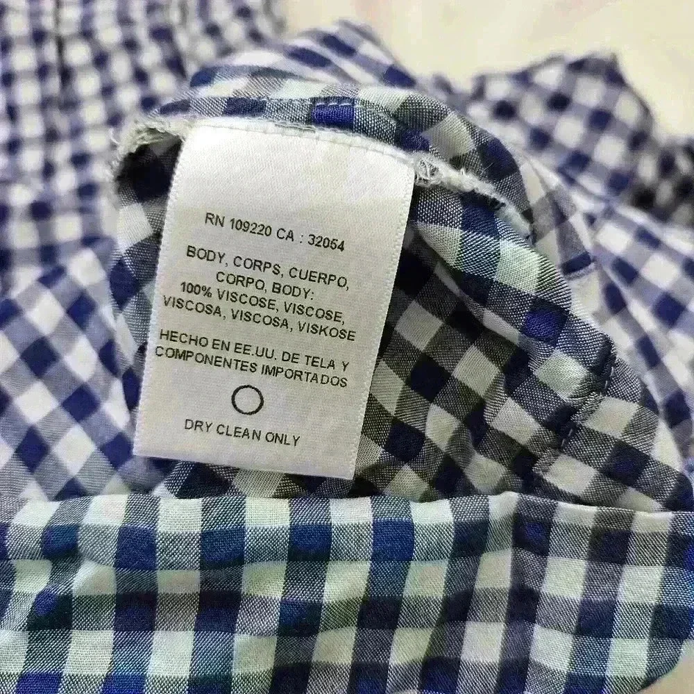 Velvet by Graham and Spencer Blue Gingham Plaid Ruffle One Shoulder - Picture 7 of 9